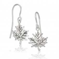 Natural Maple Leaf Stainless Steel Earrings - E585