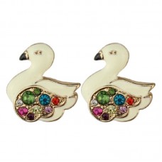 2017 Fashion Little Swan Rainbow Crystal Stainless Stud Earrings