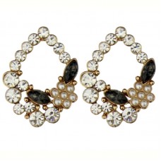 2017 New Fashion Crystal Flower Stainless Steel Stud Earrings