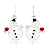 Gold Silver jewelry drop dangle sterling silver snowman Earrings  For winter Christmas gift- E741
