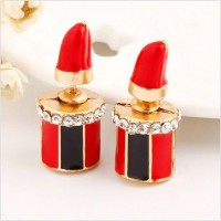 Ladies Double Sided Earring Red Lipstick Fashion Jewelry Valentines Day Gift- E812
