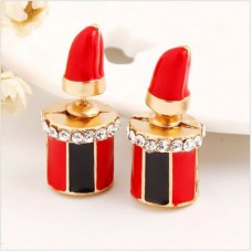 Ladies Double Sided Earring Red Lipstick Fashion Jewelry Valentines Day Gift- E812