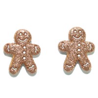 GLITTER GINGERBREAD MEN CHRISTMAS STUD EARRING