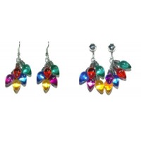 BRIGHT COLORED CHRISTMAS LIGHTS PIERCED or CLIP ON EARRINGS