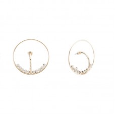 Diamante Double Stainless Steel Hoop Earrings- E763