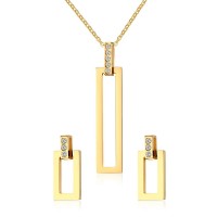 Stainless Steel Strip Necklace & Earrings Jewelry Sets for Women Girls  - JS033