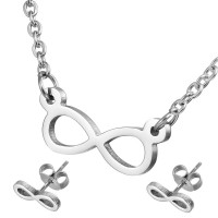 Stainless Steel Infinity Symbol Necklace and Earrings Jewelry Set - JS017