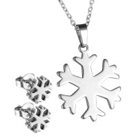 Stainless Steel Snowflake Necklace and Earrings Jewelry Set - JS019