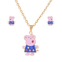 Fashion Stainless Steel Jewelry Set Lovely Pink Pig Earrings And Pendant Hot Selling Top Quality Jewelry Gift - JS0624