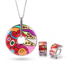 Stainless Steel Necklaces Woman Jewelry Vintage Elegant Colorful Flower Gold Enamel Jewelry - JS066