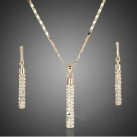 Gold Plated Drop Earrings and Pendant Necklace Jewelry Sets - JS101