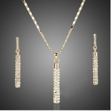 Gold Plated Drop Earrings and Pendant Necklace Jewelry Sets - JS101
