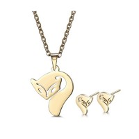 Women Stainless Steel Animal Fox Pendants Necklaces Earrings Sets for Female Girls High Quality Jewelry Set - JS106