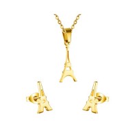 Fashion New Products Eiffel Tower Necklaces And Earrings Jewelry Sets 316 Stainless Steel - JS107
