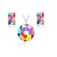 Fashion Multicolor Round Shape Stainless Steel Women's Jewelry set - JS108