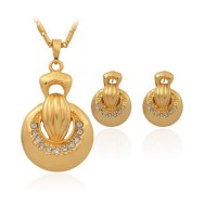 Trendy Jewelry Set For Women Party Gold Plated Rhinestone Choker Necklace Earrings Fashion Jewelry Sets - JS124