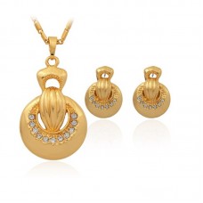 Trendy Jewelry Set For Women Party Gold Plated Rhinestone Choker Necklace Earrings Fashion Jewelry Sets - JS124