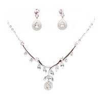 New Jewelry Set Water Drop Pendant Clear Crystal Necklace Earrings Jewelry Set for Women - JS153