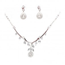 New Jewelry Set Water Drop Pendant Clear Crystal Necklace Earrings Jewelry Set for Women - JS153