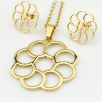  Party Plant Pattern gold plated 316L Stainless Steel Sets For Women - JS155