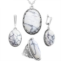 Eye Shape Stone Jewelry Sets 4 Colors Necklace Earrings Ring Antique Stainless Steel Chain Fashion Jewelry - JS169