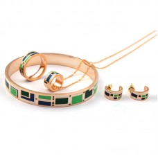Stainless Steel Pendant And Earrings And Movable Rings Jewelry Sets For Women - JS176