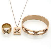 X Cross Design Bracelet Necklace Ring Sets Party Fine Jewelry Set - JS178