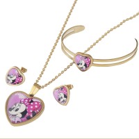 Hot Movie Mouse Necklace Earrings Bracelet Ring Set Stainless Steel Fashion Jewelry Set For Kids Gift - JS180