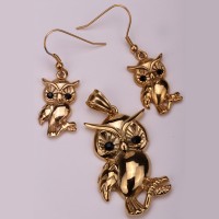 Owl necklace earrings sets women stainless steel jewelry gifts - JS194