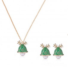 Stainless Steel Fashion Women Christmas Jewelry Set Christmas Bell Pendant Necklace Earrings for Women Gifts - JS343