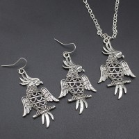 Fashion Women Girl Halloween Jewelry Set Vintage Silver 3 Style Owl Drop Earring 18"Short Necklace - JS370