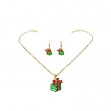 Gold Christmas Jewelry Set Gifts for Women Girls Charm Pendant Drop Earrings Set - JS421