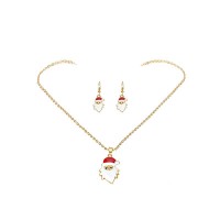 Gold Christmas Jewelry Set Gifts for Women Girls Charm Pendant Drop Earrings Set - JS422