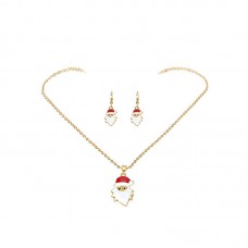 Gold Christmas Jewelry Set Gifts for Women Girls Charm Pendant Drop Earrings Set - JS422