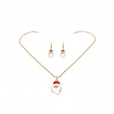 Gold Christmas Jewelry Set Gifts for Women Girls Charm Pendant Drop Earrings Set - JS422