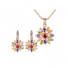 Snowflake Earrings Stud Necklace Jewelry Set Best Gifts - JS423