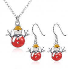Colorful Snowman Pendant Earrings Christmas Gift Women Jewelry Set - JS425
