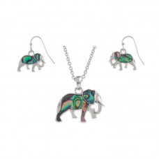Stainless Steel Jewelry Set Elephant Pendant and Earrings - JS435