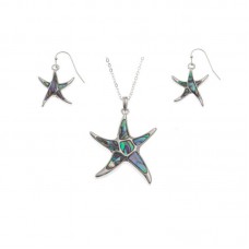 Stainless Steel Jewelry Set Starfish Pendant and Earrings - JS436