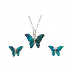 Stainless Steel Jewelry Set Butterfly Pendant and Earrings - JS438
