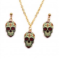 Mixed Design Skull Jewelry Sets For Women Hiphop Punk Night Club Necklace Earrings Halloween Gift Exaggerated Jewelry - JS353