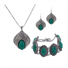 Stainless Steel Earrings Pendant Necklace Jewelry Set - JS450