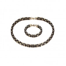 Stainless Steel Male Chain Necklace Byzantine Bracelet for Men Jewelry Sets - JS455