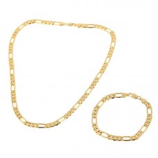 Gold Filled Men Nickel Free Set Chain Necklace Bracelet Set - JS465