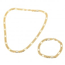 Gold Filled Men Nickel Free Set Chain Necklace Bracelet Set - JS465