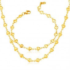 Stainless Steel Jewelry Chain Link Bracelet & Heart Necklace - JS467