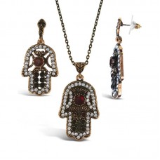 Ottoman hamsa set stainless steel jewelry set - JS475