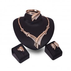 Stainless steel rose gold color big costume jewelry sets - JS493