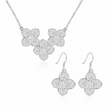 Stainless steel silver color flower cheap jewelry sets - JS495