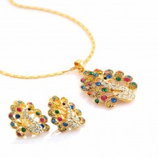 Stainless steel fashion beautiful peacock jewelry set gold - JS503